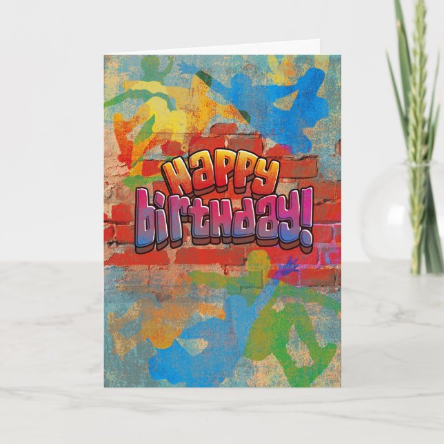 Skateboard Graffiti Birthday Card (Front)
