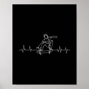 Skateboard Heartbeat Skater Skateboarding Kids Boy Poster