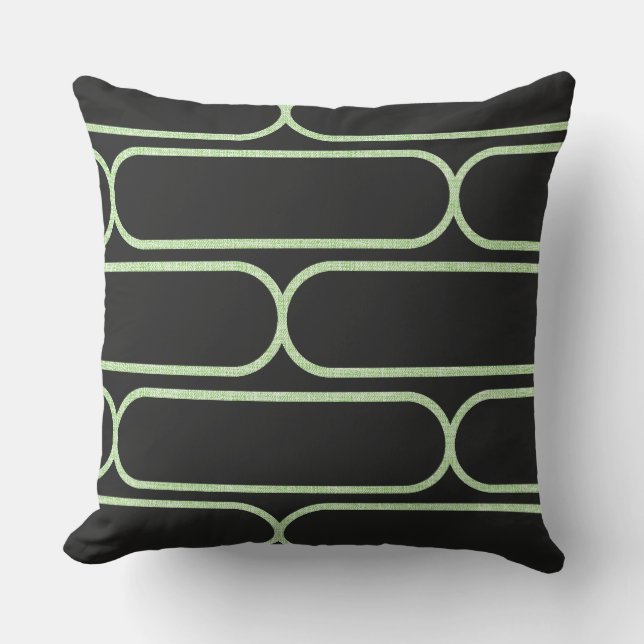 Skateboard Hourglass Throw Pillow Grey & Lt Green (Front)