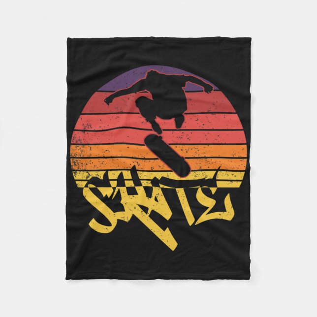 Skateboard I Don't Crash I Do Random Gravity Check Fleece Blanket (Front)