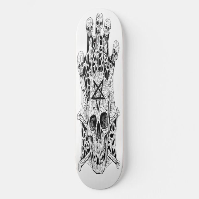 skateboard Ink Drawing Skull Skate (Front)