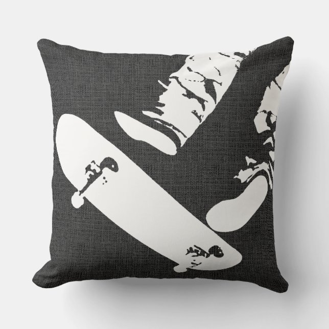 Skateboard Jump – Urban Action Grey Look  Cushion (Front)