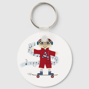Skateboard Kid Key Ring