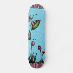 Skateboard, Ladybug Flower Mushrooms Skateboard