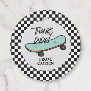 Skateboard Let's Kick It Birthday Thank You Favour Tags