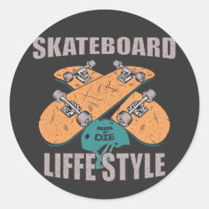 skateboard lifestyle vintage skating lovers gift classic round sticker
