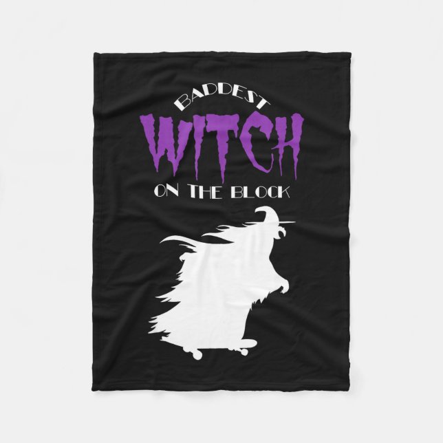 Skateboard lover - baddest witch - halloween fleece blanket (Front)