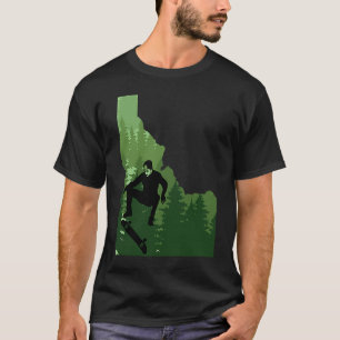 Skateboard Map Idaho Skateboarding Kickflip Skateb T-Shirt