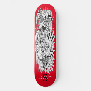 skateboard Monogram Red Skeleton Court Jester 