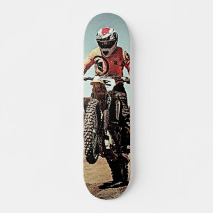Skateboard Motorcyclist in a motocross racing