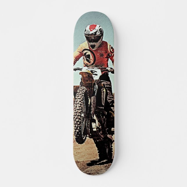 Skateboard Motorcyclist in a motocross racing (Front)