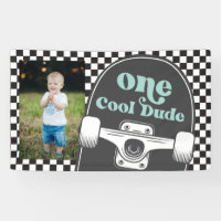 Skateboard One Cool Dude Birthday Photo