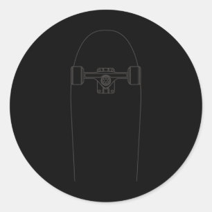 Skateboard Outline - Skater Skateboarding Vintage Classic Round Sticker