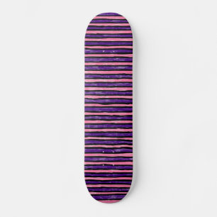 Skateboard, Painted Stripes, Pink and Purple Skateboard