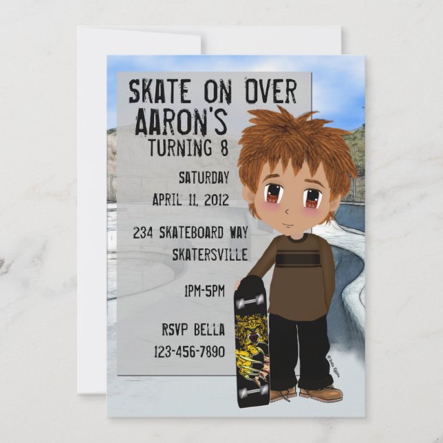 Skateboard Party Invitation (Front)