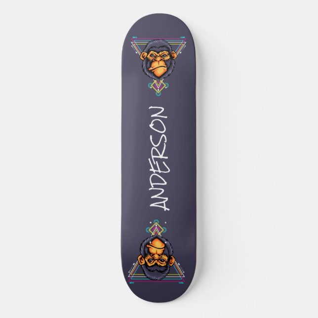skateboard Personalised Angry Gorilla Head Sacred  (Front)