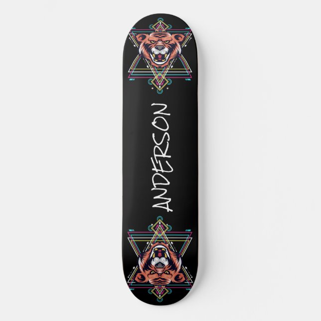 skateboard Personalised Angry Tiger Sacred Shape (Front)