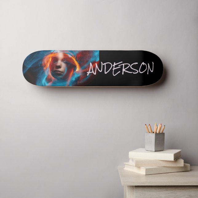 Skateboard Personalised Modern Mystery Space Girl (Wall Art (Horz))