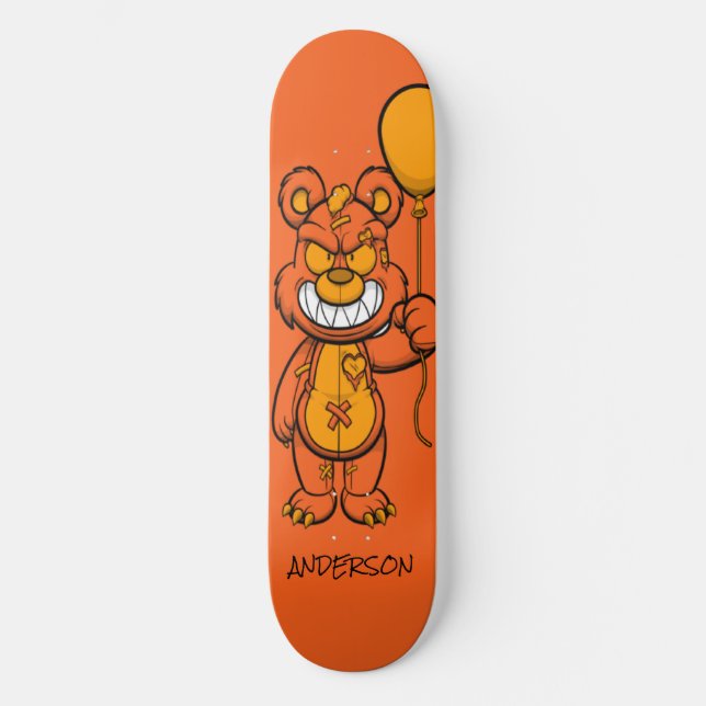 Skateboard Personalised Orange Teddy Zombie (Front)