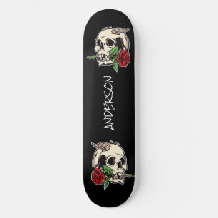skateboard Personalised Skull and Rose