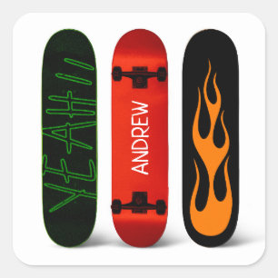 Skateboard Personalised Square Sticker