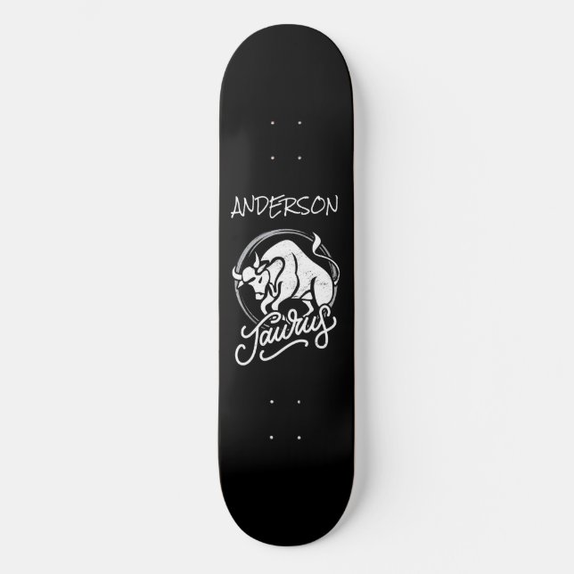 skateboard Personalised Zodiac Sign Bull Logo (Front)