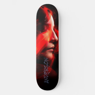 Skateboard Personalized Modern Black Orange lady