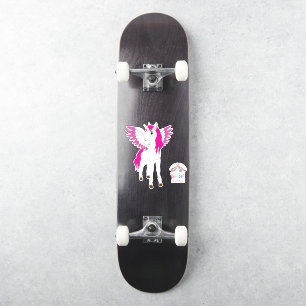 Skateboard Pink  Cute Unicorns 