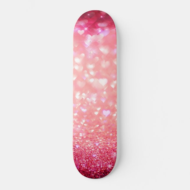 Skateboard - Pink Hearts Sparkle (Front)