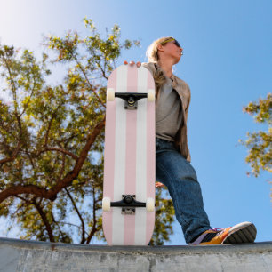 Skateboard Pretty in Pink & White Stripes