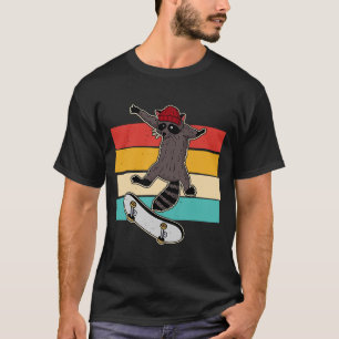 Skateboard racoon stunts skate hall skater roller T-Shirt