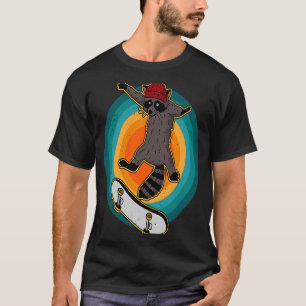 Skateboard racoon stunts skate hall skater roller T-Shirt