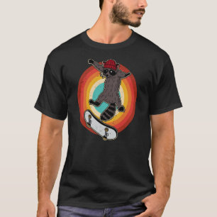 Skateboard racoon stunts skate hall skater roller T-Shirt
