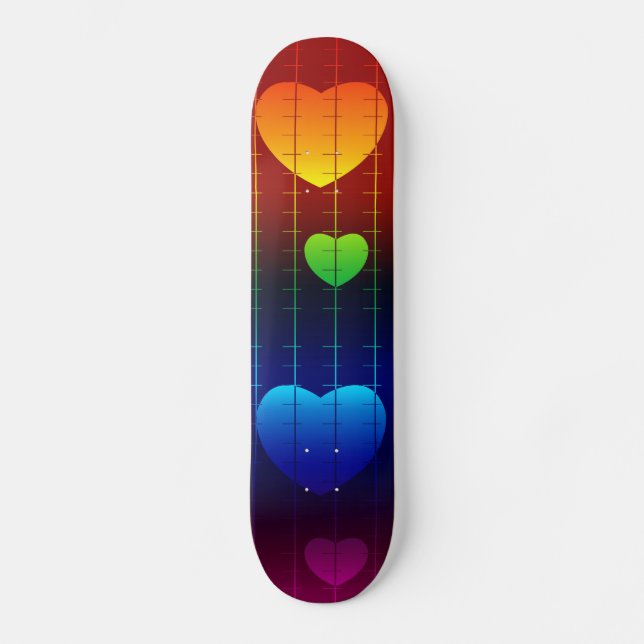 Skateboard, Rainbow Heart Pattern Skateboard (Front)