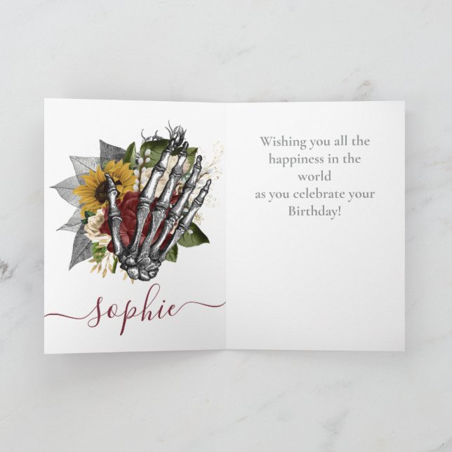 Skateboard Red Skull  Granddaughter birthday card (Inside)