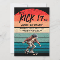 Skateboard Retro Sunset Photo Boys Birthday Party