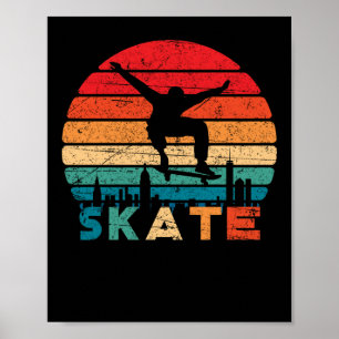 Skateboard Retro Vintage Skateboarding Sunset Poster