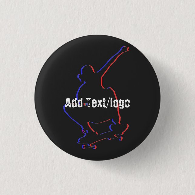 Skateboard | Silhouette | Custom Add Your Text 3 Cm Round Badge (Front)
