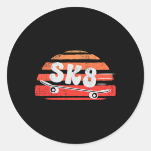 Skateboard Skate Retro Skateboarding Skateboarder Classic Round Sticker