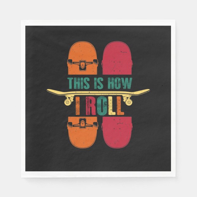Skateboard Skateboarder Gift Funny Napkin (Front)