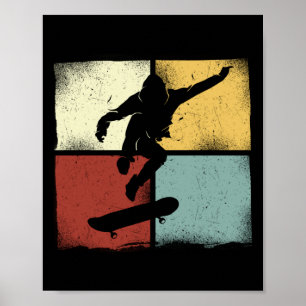 Skateboard Skateboarder Retro Skater Vintage 80S Poster