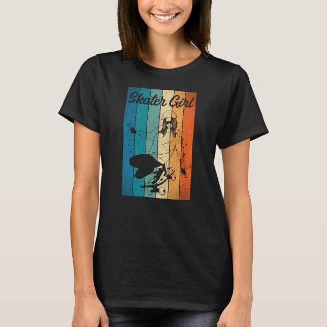 Skateboard Skateboarder Skater Girl Vintage 80S T-Shirt (Front)