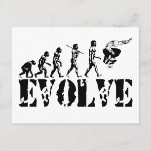 Skateboard Skateboarding Evolution Sport Art Postcard