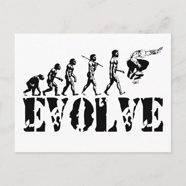 Skateboard Skateboarding Evolution Sport Art Postcard (Front)
