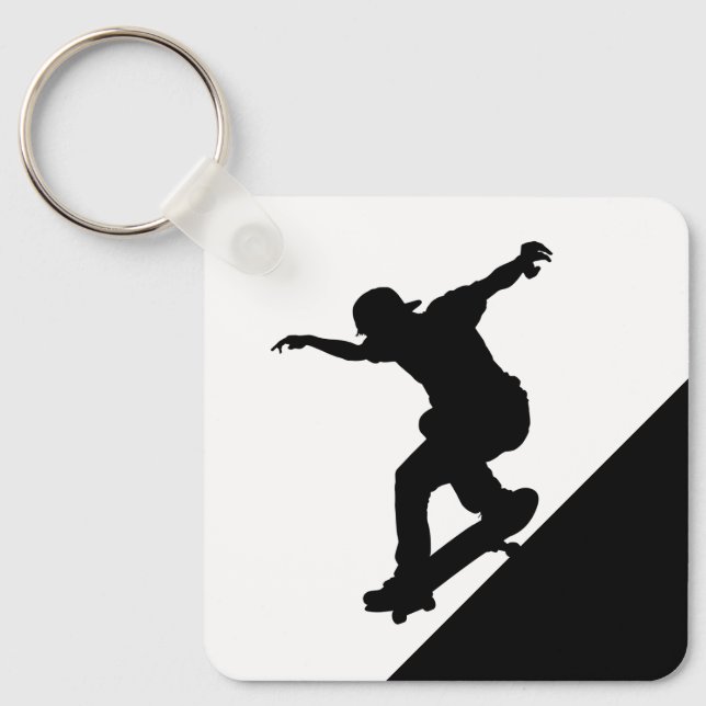 Skateboard Skateboarding Fun Silhouette Key Ring (Front)