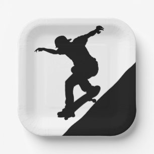 Skateboard Skateboarding Fun Silhouette Paper Plate