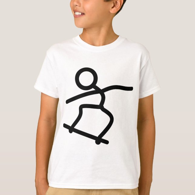 Skateboard Skateboarding Stick Figure T-Shirt (Front)