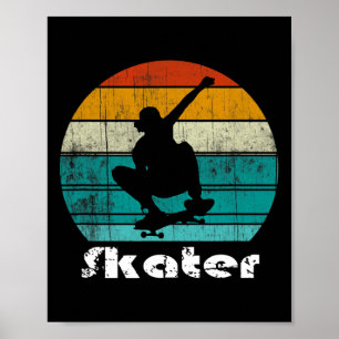 Skateboard Skater Retro Skateboarding Gift Boys Te Poster