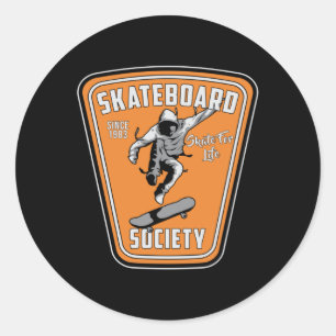 Skateboard Skater Skate Skating Skateboarding Gift Classic Round Sticker