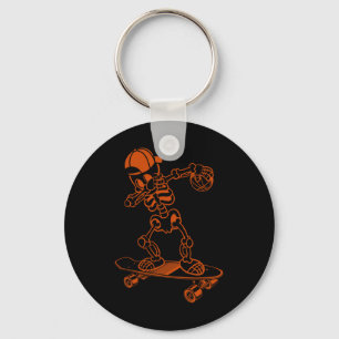 Skateboard Skeleton Cap Cool Trick Ollie Key Ring